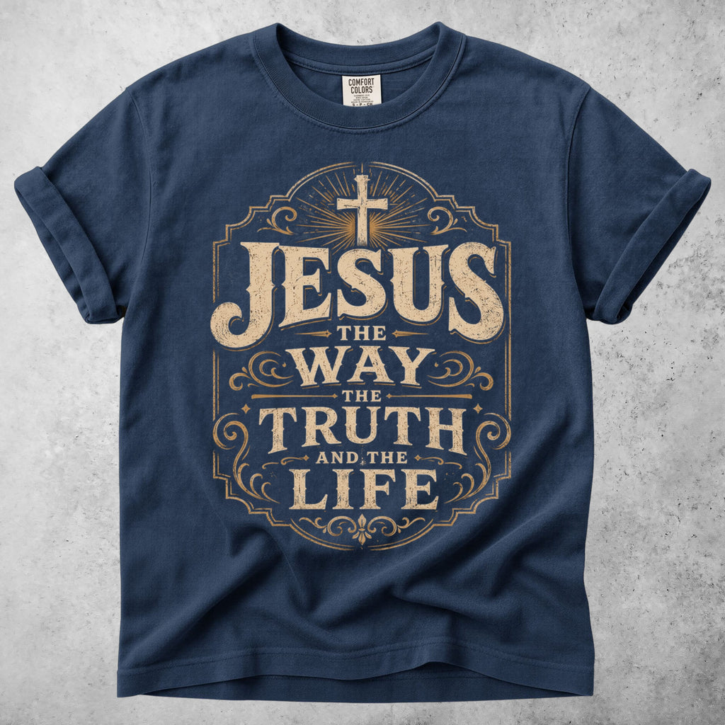 Printify T-Shirt Navy / M Jesus: The Way, The Truth, The Life