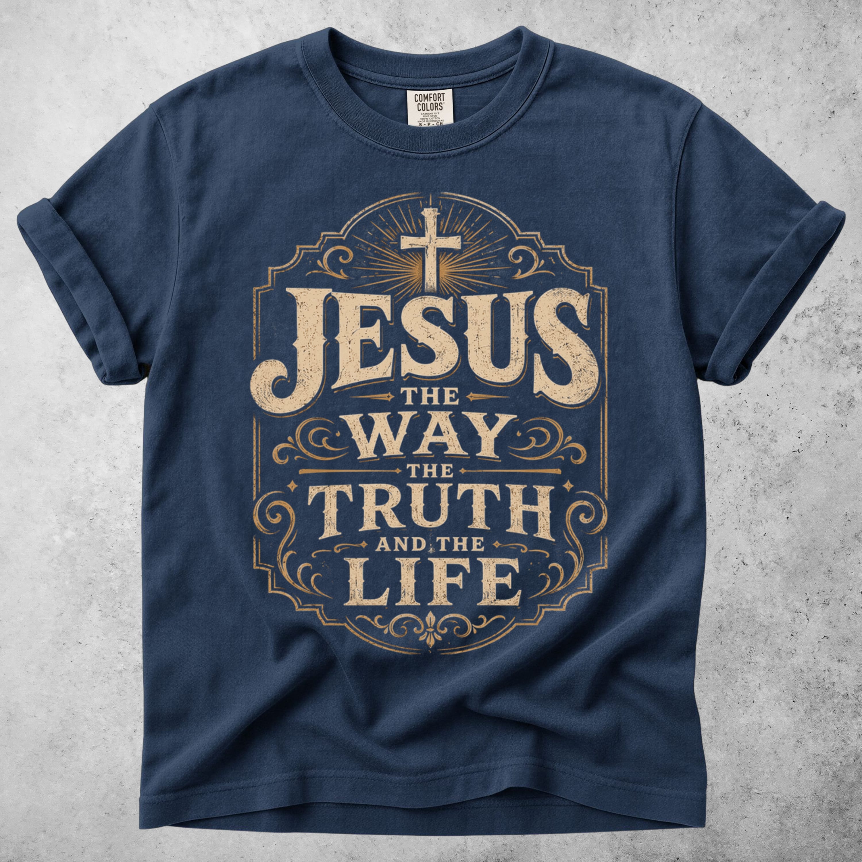Printify T-Shirt Navy / M Jesus: The Way, The Truth, The Life
