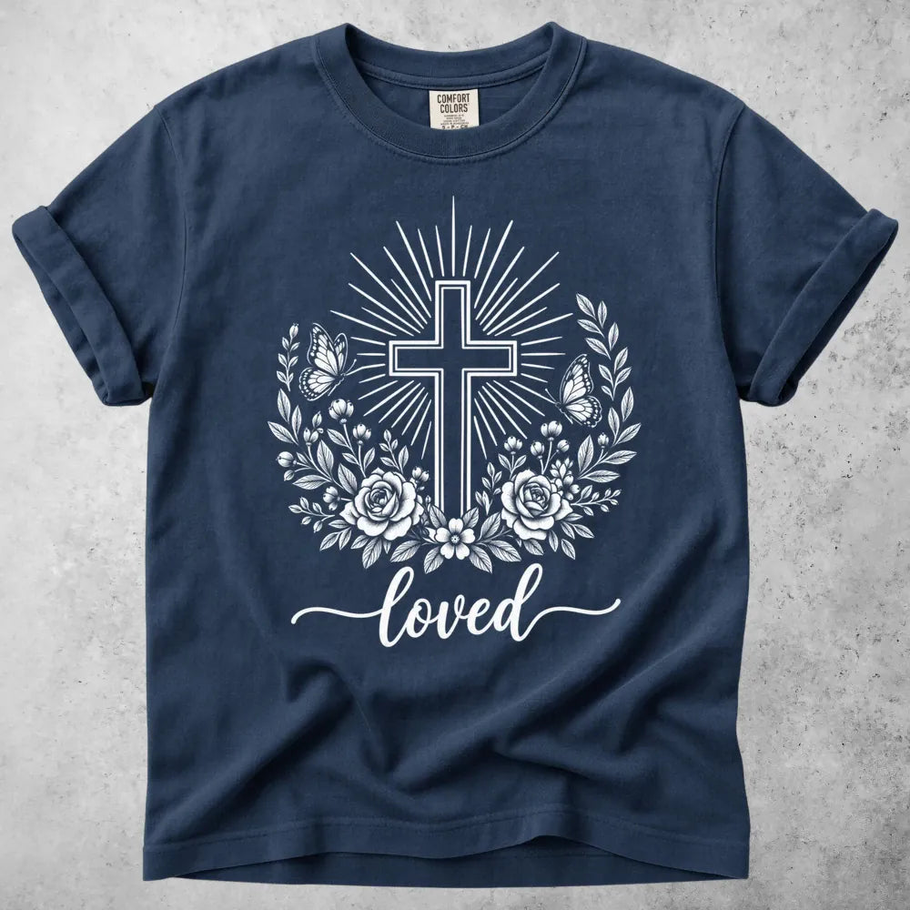 Printify T-Shirt Navy / M Loved Christian T-Shirt