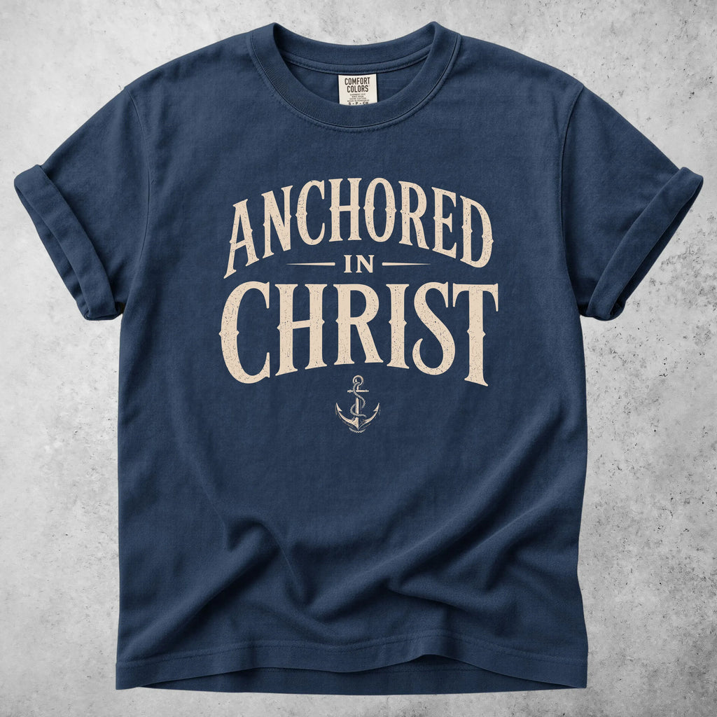 Printify T-Shirt Navy / S ANCHORED IN CHRIST - T-Shirt