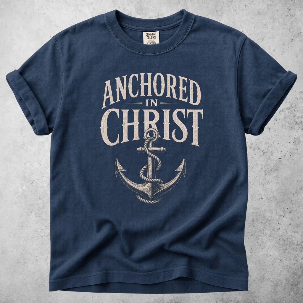 Printify T-Shirt Navy / S ANCHORED IN CHRIST - T-Shirt
