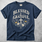 Printify T-Shirt Navy / S Blessed & Grateful T-Shirt