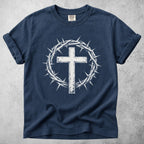 Printify T-Shirt Navy / S crown of thorns cross christian faith T-Shirt
