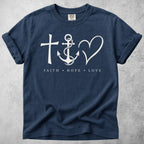 Printify T-Shirt Navy / S Faith Hope Love T-Shirt