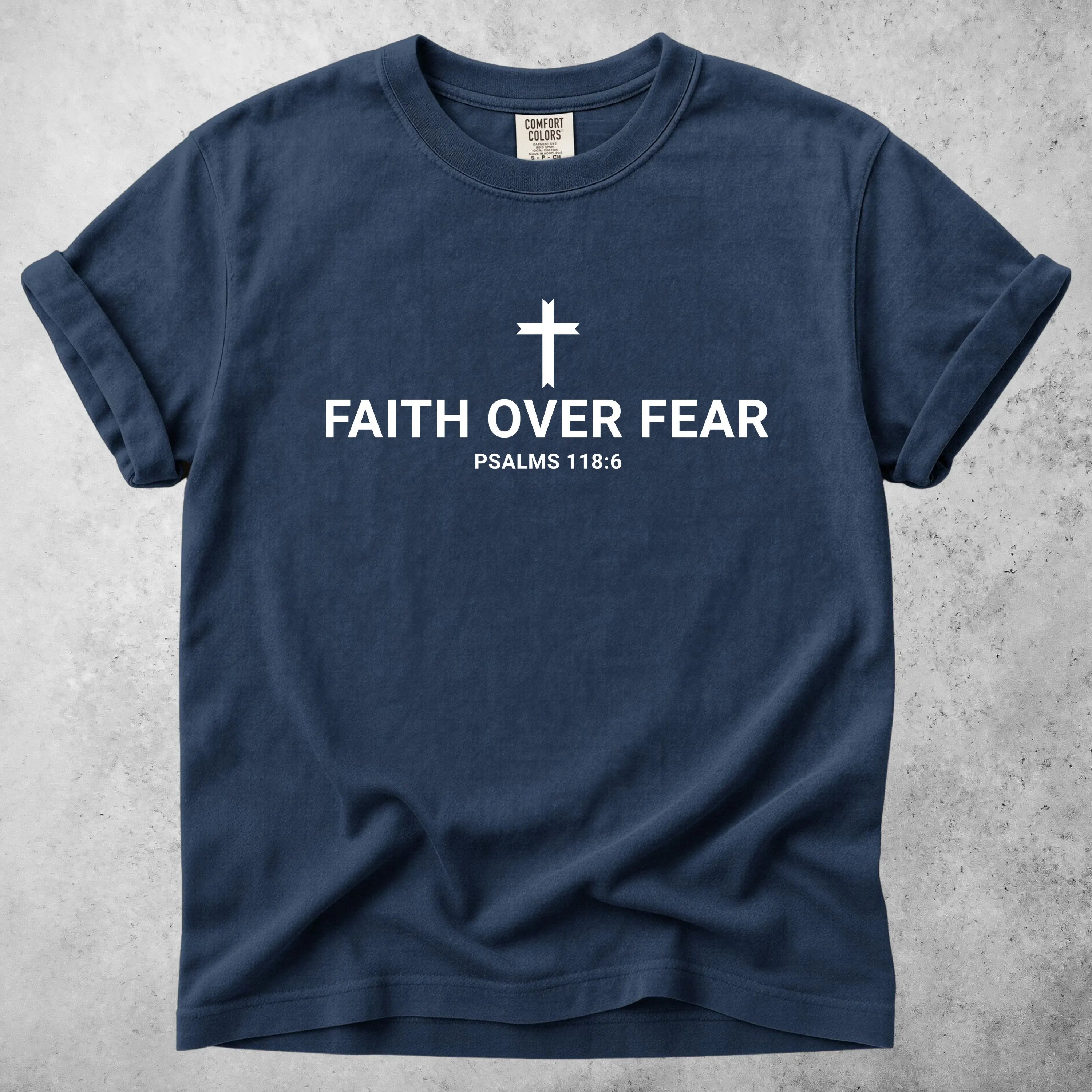 Printify T-Shirt Navy / S FAITH OVER FEAR