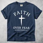 Printify T-Shirt Navy / S FAITH OVER FEAR - T-Shirt