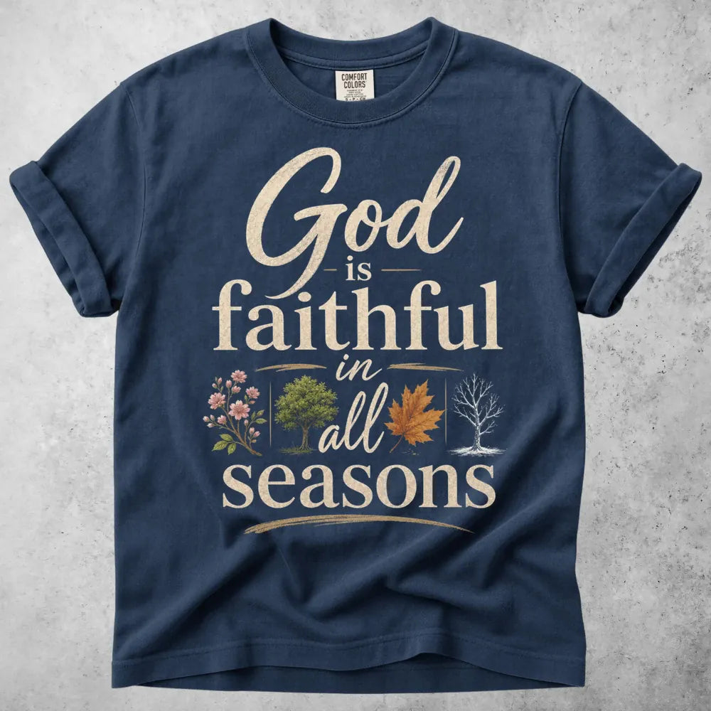 Printify T-Shirt Navy / S God Is Faithful T-Shirt