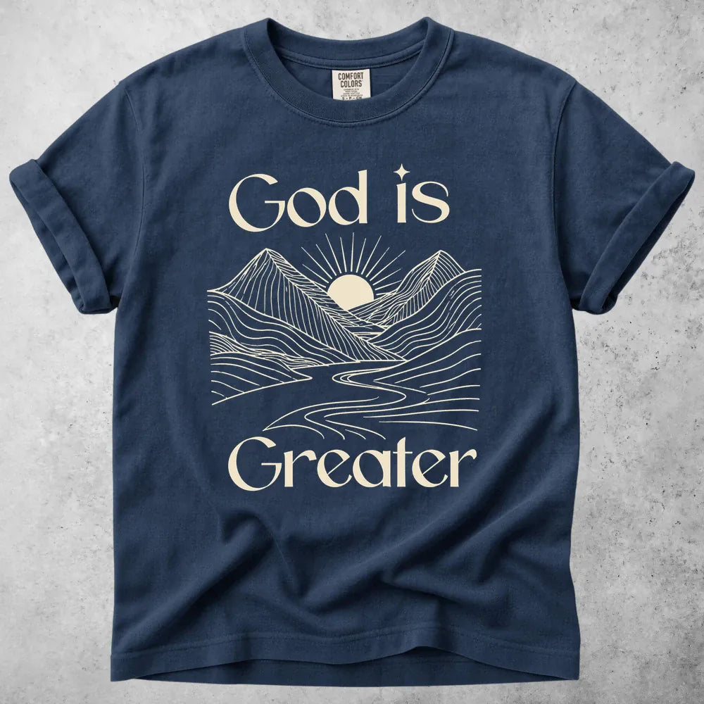 Printify T-Shirt Navy / S God Is Greater T-Shirt