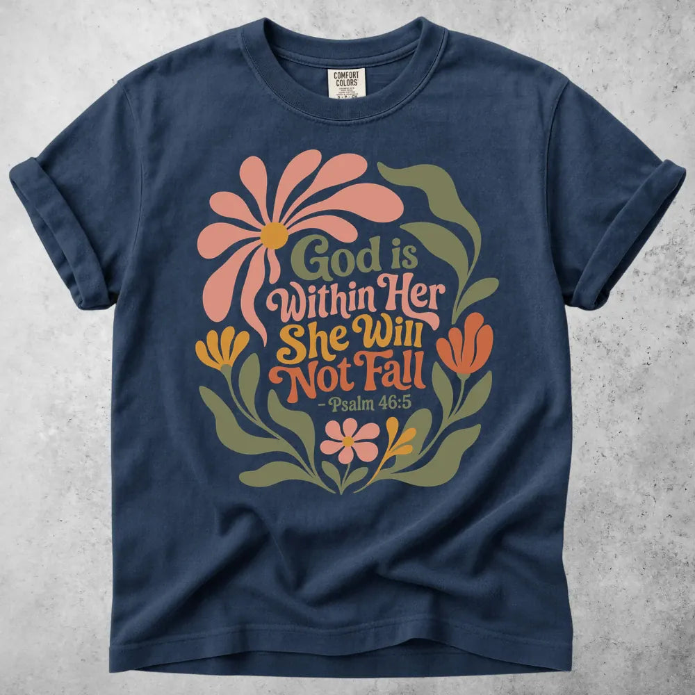 Printify T-Shirt Navy / S God Is Within Her T-Shirt