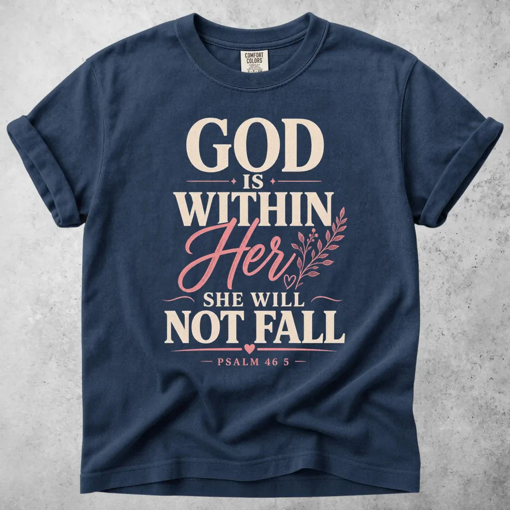 Printify T-Shirt Navy / S God Is Within Her T-Shirt