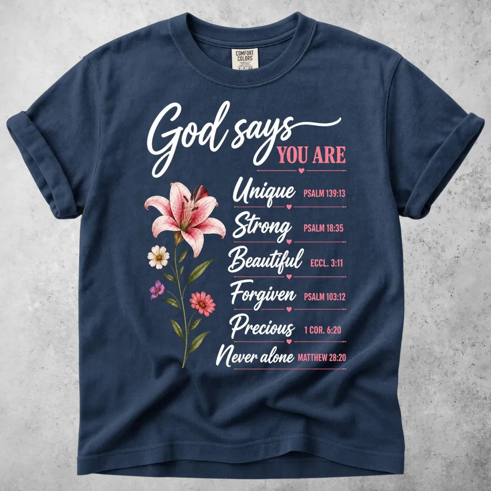 Printify T-Shirt Navy / S God Says T-Shirt