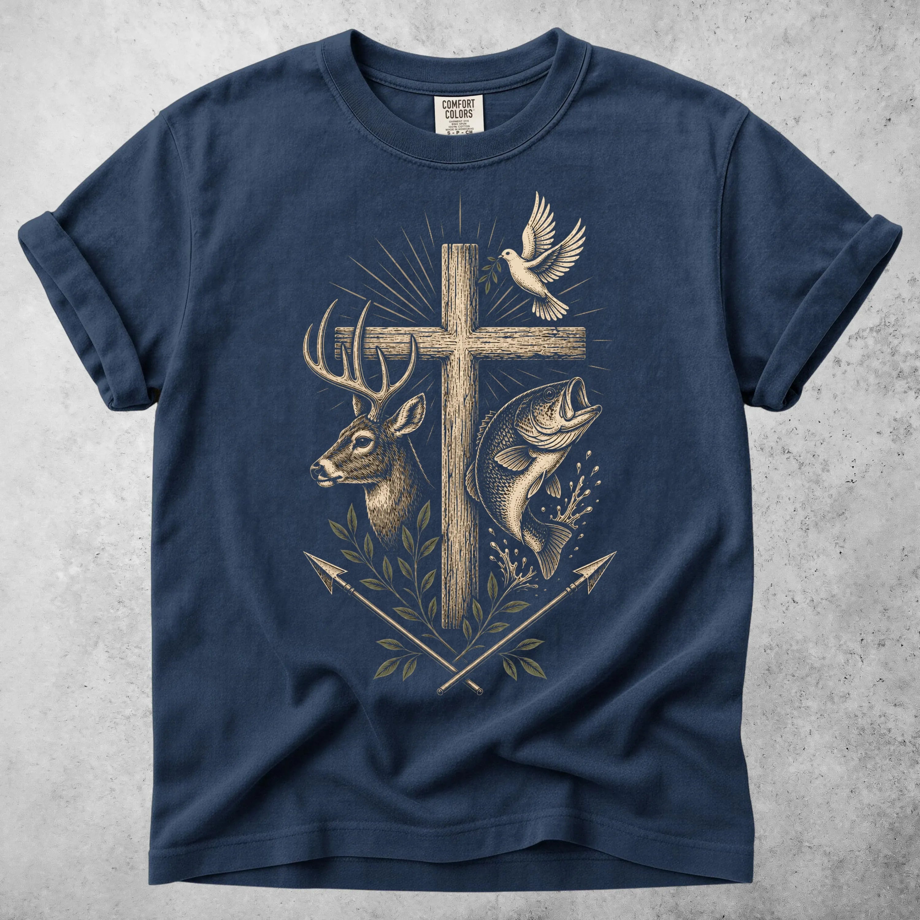 Printify T-Shirt Navy / S Hunting & Fishing T-Shirt