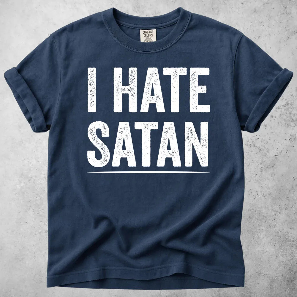 Printify T-Shirt Navy / S I Hate Satan T-Shirt