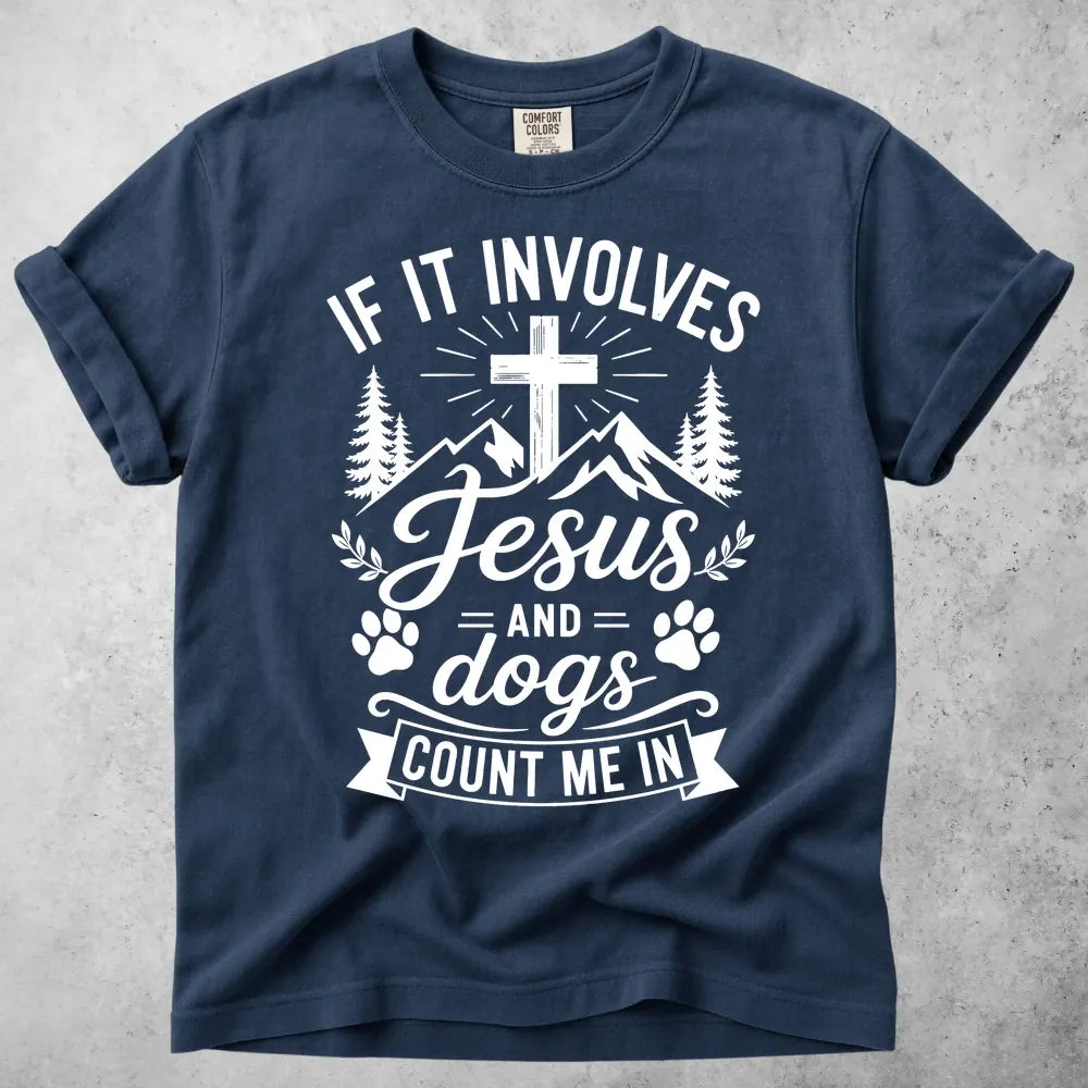 Printify T-Shirt Navy / S Jesus and Dogs T-Shirt