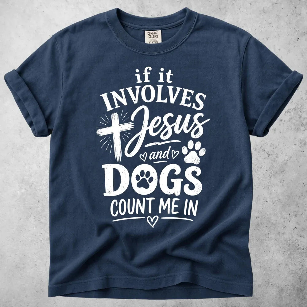 Printify T-Shirt Navy / S Jesus and Dogs T-Shirt
