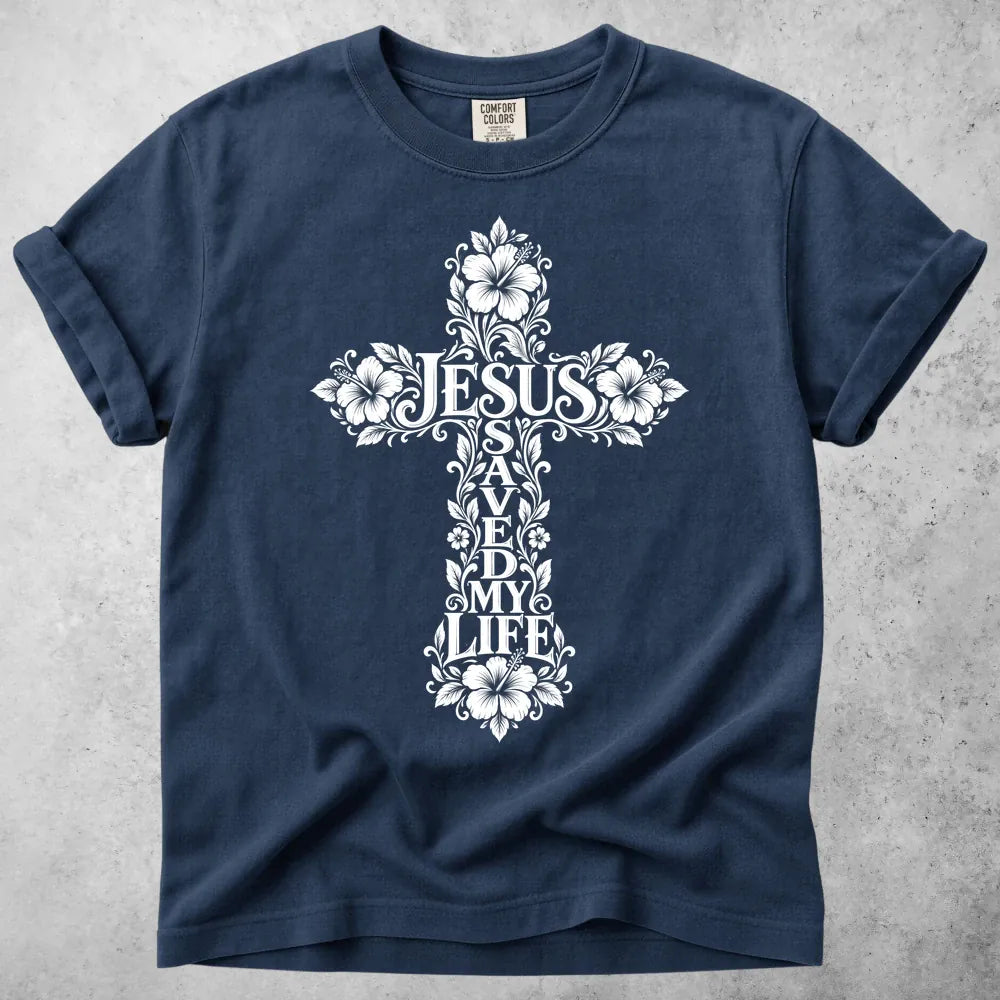 Printify T-Shirt Navy / S Jesus Saved My Life T-Shirt