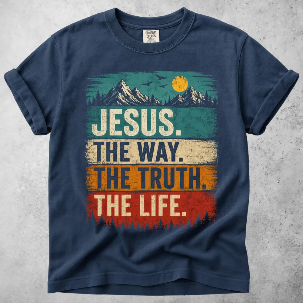 Printify T-Shirt Navy / S Jesus The Way Truth