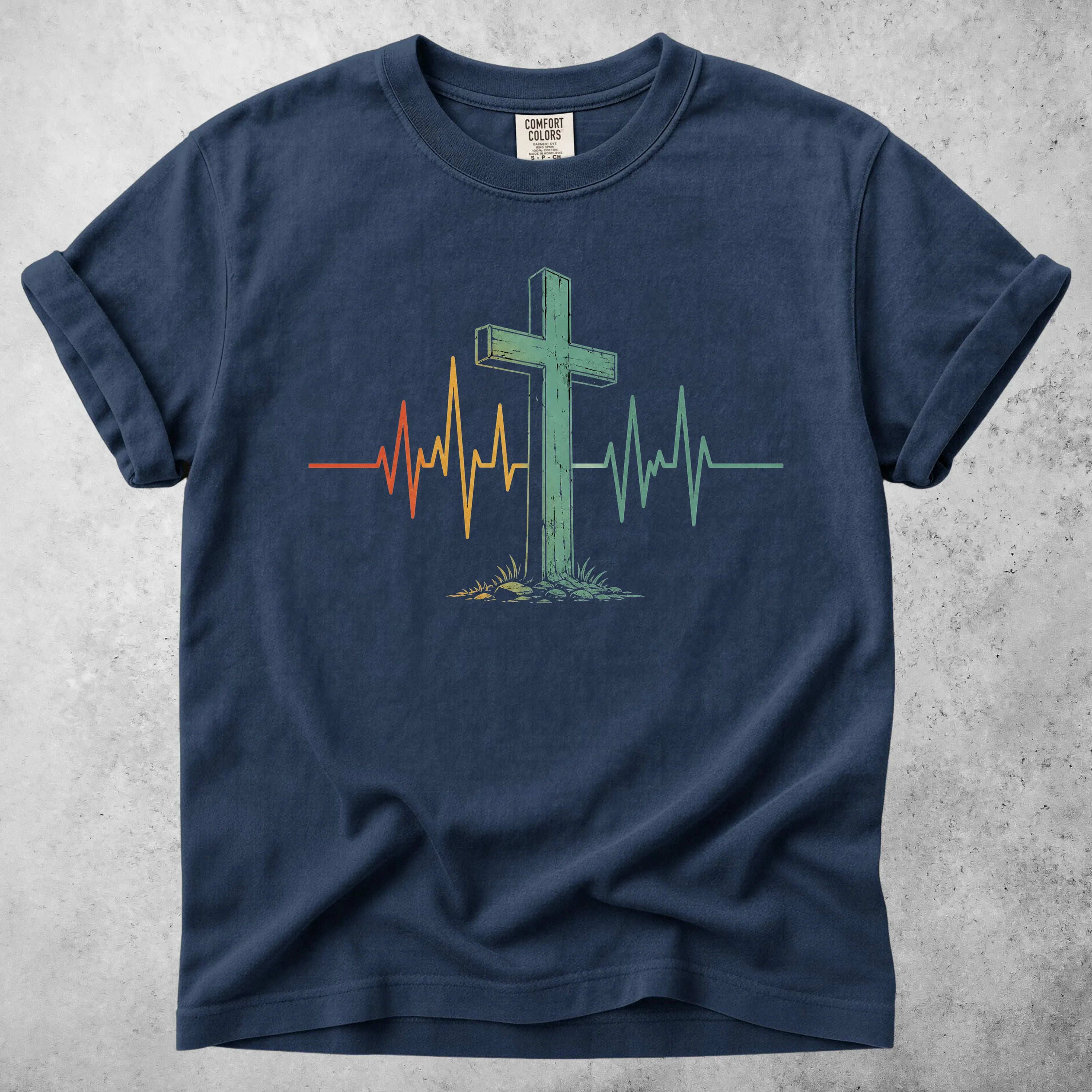 Printify T-Shirt Navy / S My Heart Beats for Jesus - T-Shirt