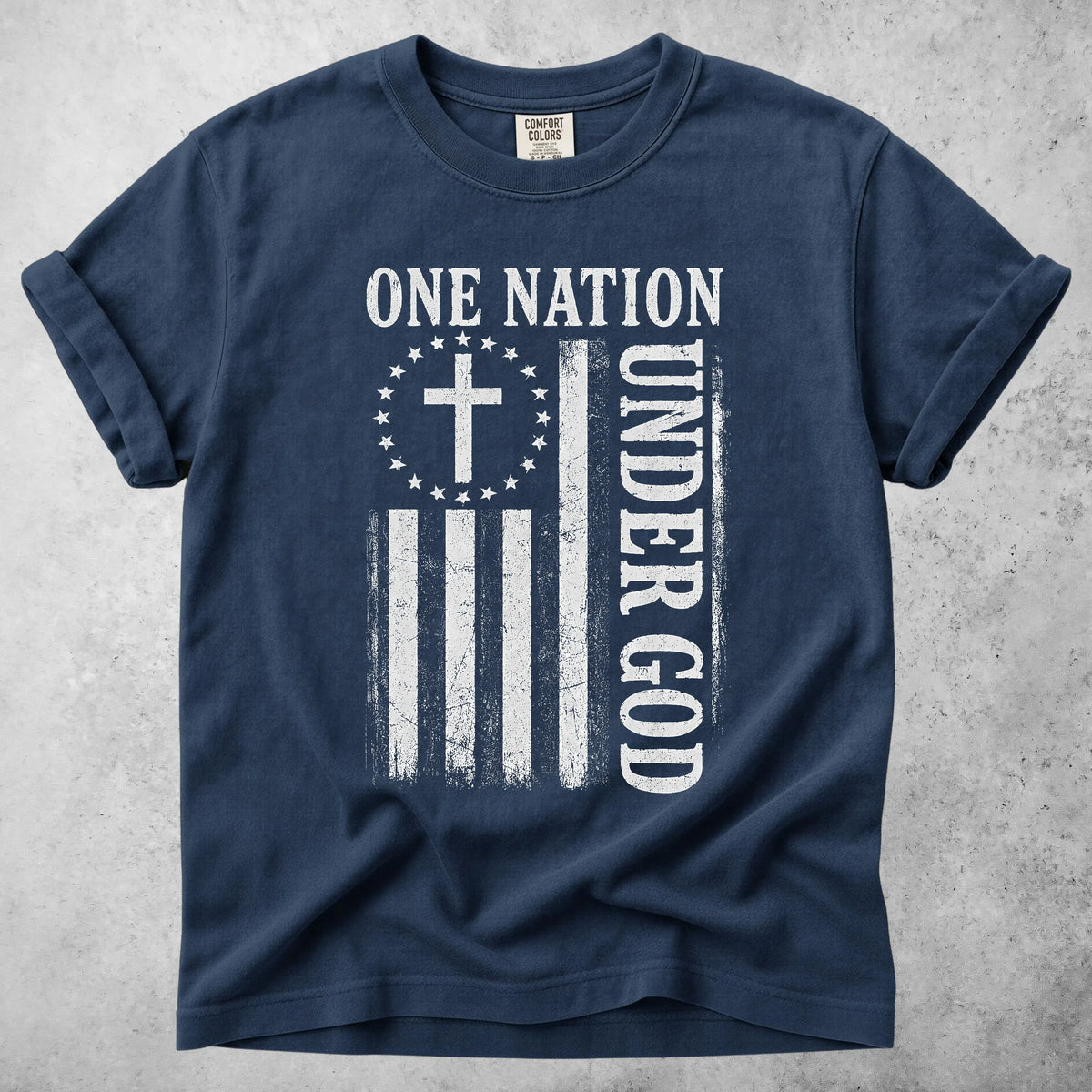 Printify T-Shirt Navy / S ONE NATION UNDER GOD T-Shirt