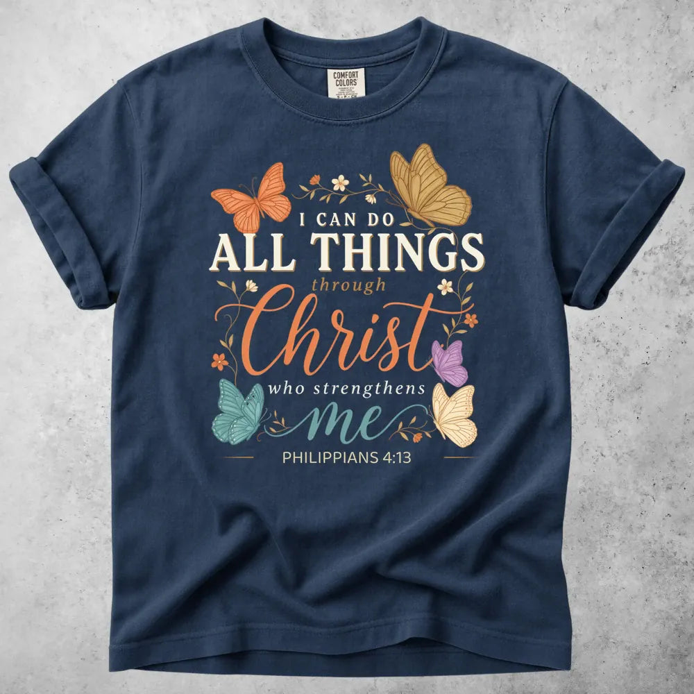 Printify T-Shirt Navy / S Philippians 4-13 T-Shirt