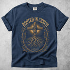 Printify T-Shirt Navy / S ROOTED IN CHRIST - T-Shirt