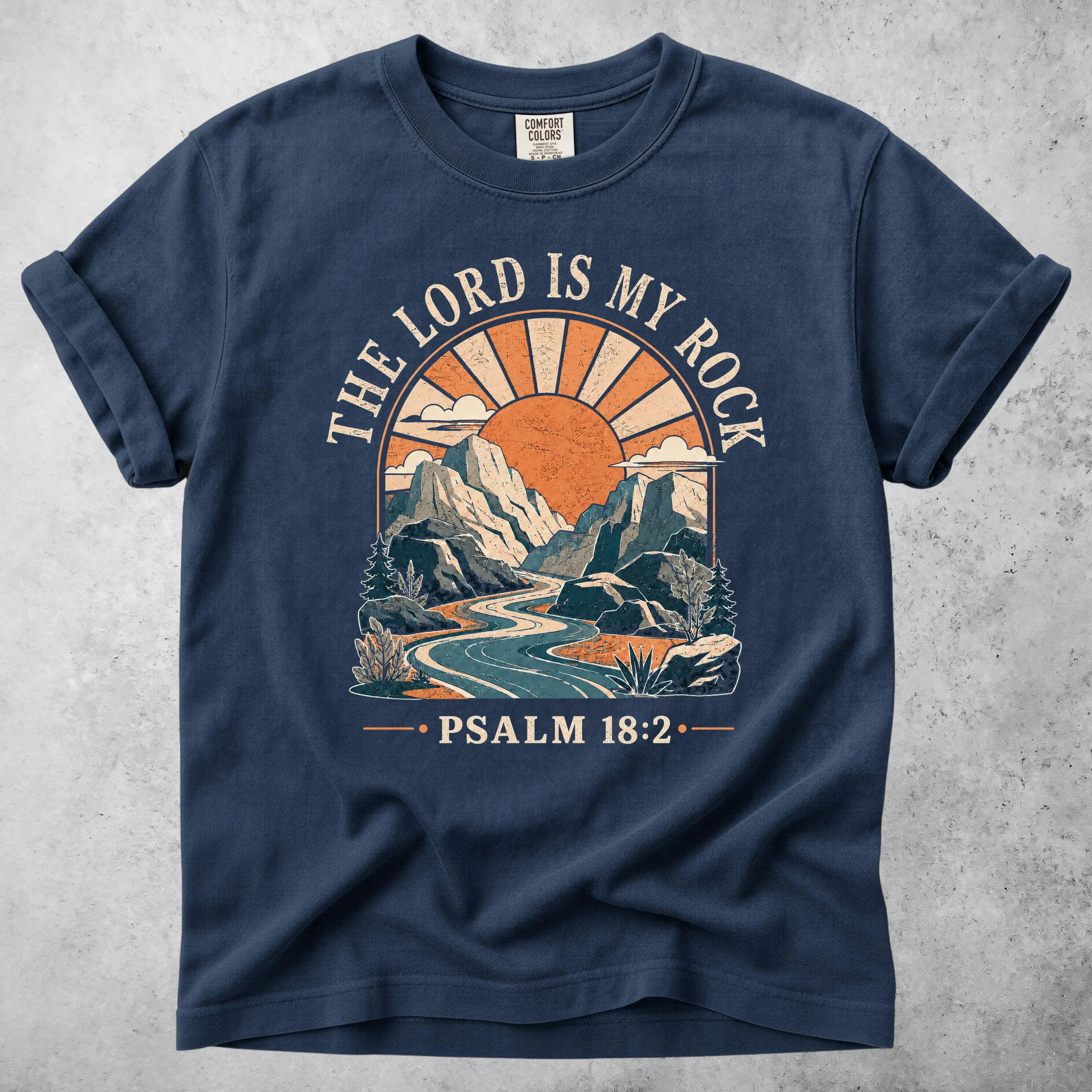 Printify T-Shirt Navy / S THE LORD IS MY ROCK - T-Shirt