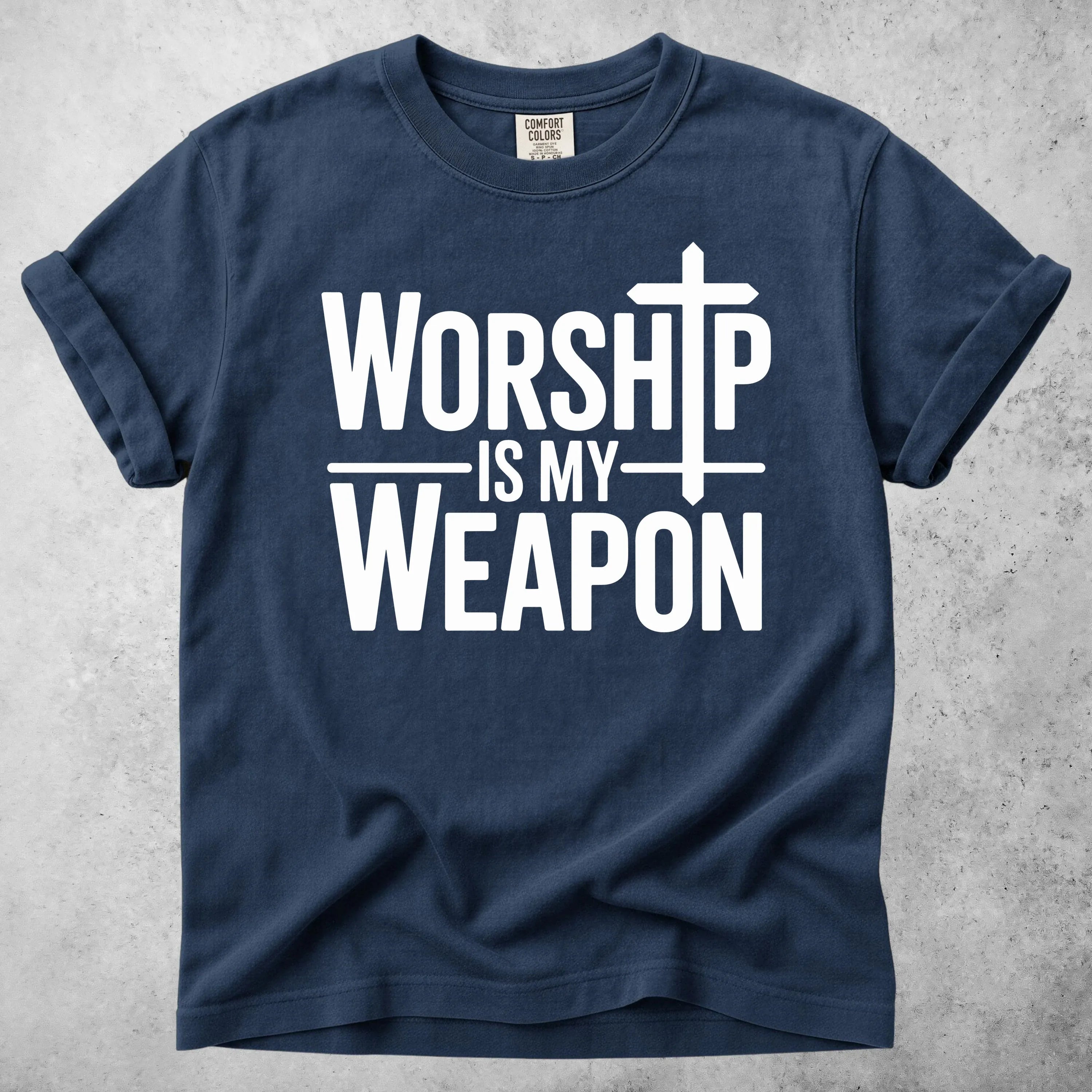 Printify T-Shirt Navy / S WORSHIP - T-Shirt