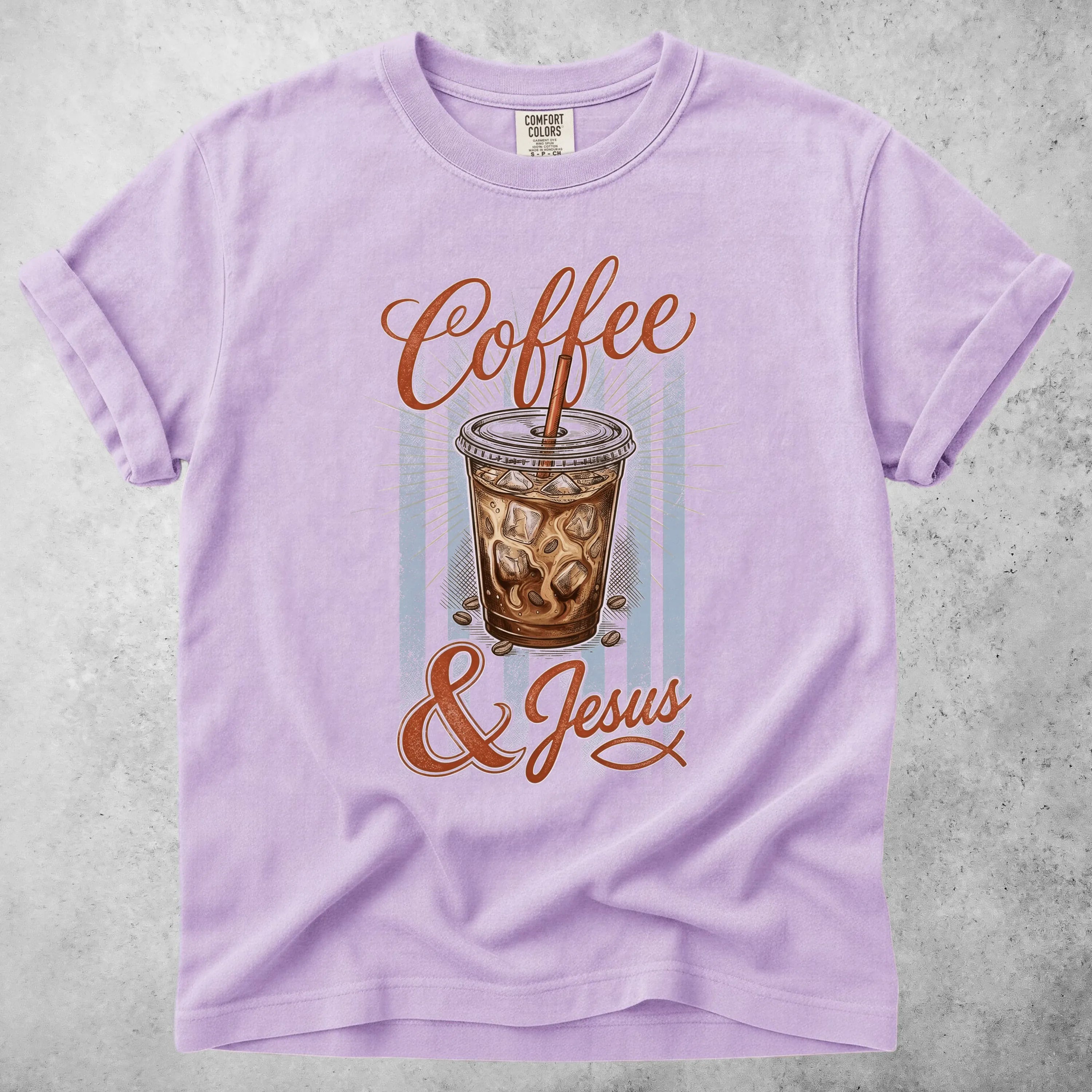 Printify T-Shirt Orchid / S coffee and jesus coffee lover faith (1) T-Shirt