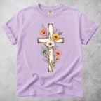 Printify T-Shirt Orchid / S Flower Cross T-Shirt