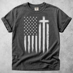 Printify T-Shirt Pepper / S American Flag Cross T-Shirt