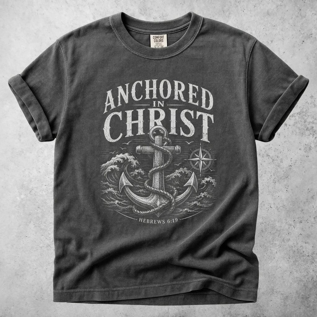 Printify T-Shirt Pepper / S ANCHORED in CHRIST Hebrews 6:19
