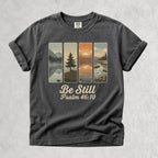 Printify T-Shirt Pepper / S Be Still Scenic Nature Tee - Psalm 46:10