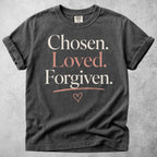 Printify T-Shirt Pepper / S Chosen, Loved, Forgiven T-Shirt