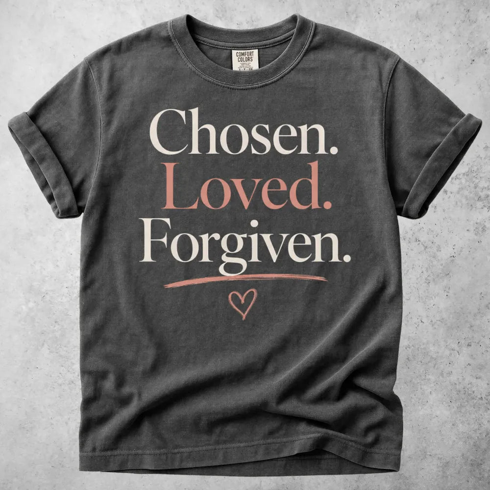 Printify T-Shirt Pepper / S Chosen, Loved, Forgiven T-Shirt