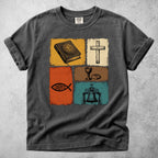 Printify T-Shirt Pepper / S Christian Faith Symbols Vintage T-Shirt
