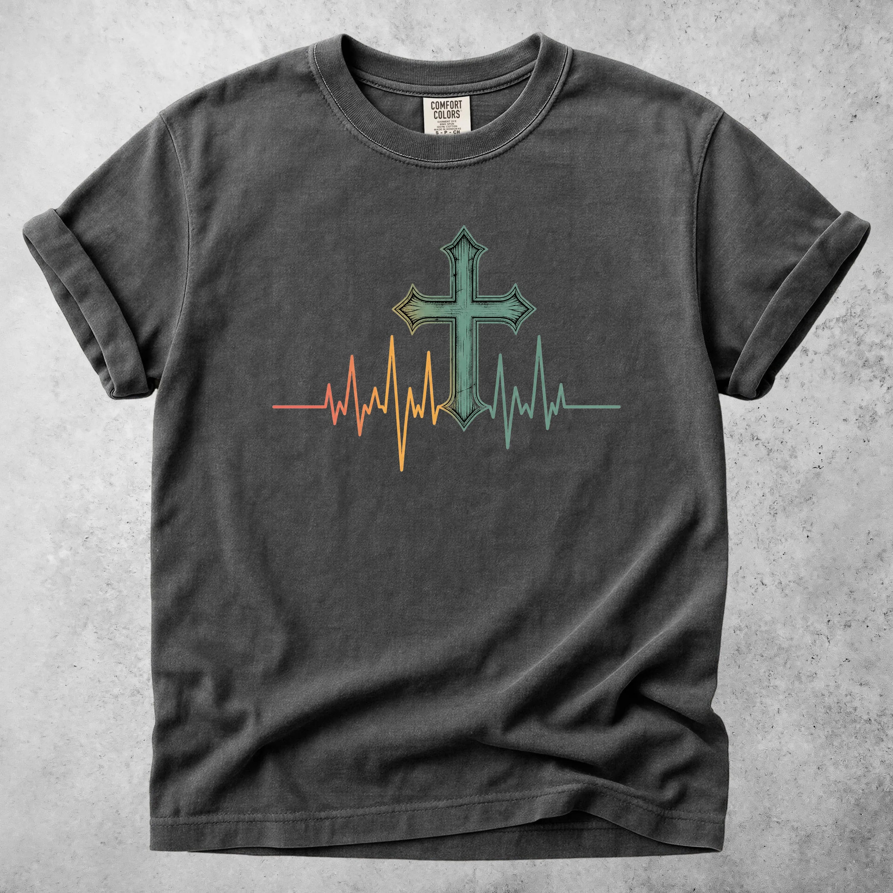 Printify T-Shirt Pepper / S Cross Heartbeat T-Shirt