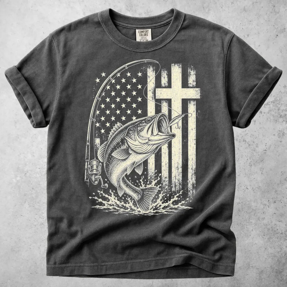 Printify T-Shirt Pepper / S Fishing Cross T-Shirt