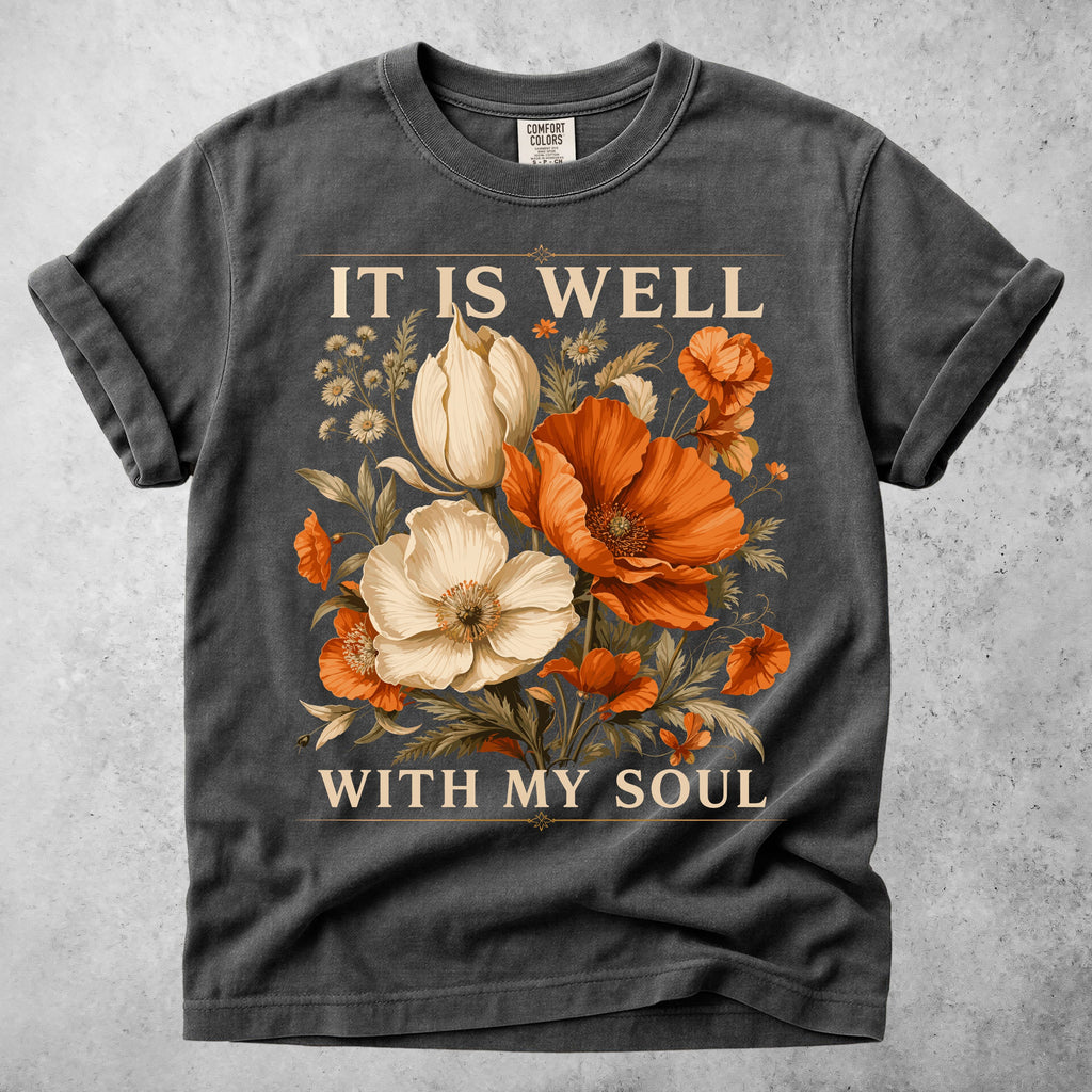 Printify T-Shirt Pepper / S It Is Well With My Soul