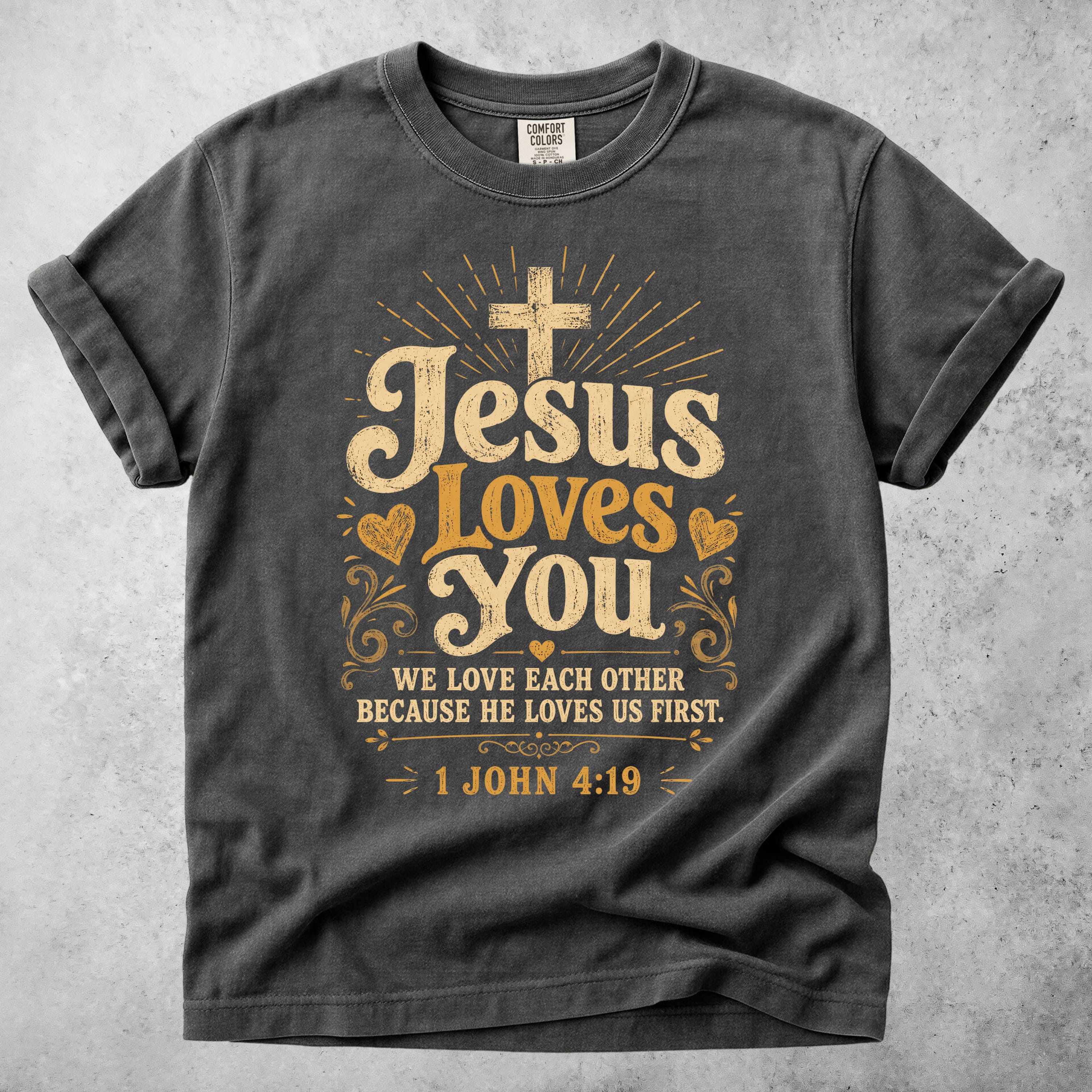 Printify T-Shirt Pepper / S Jesus Loves You - 1 John 4:19