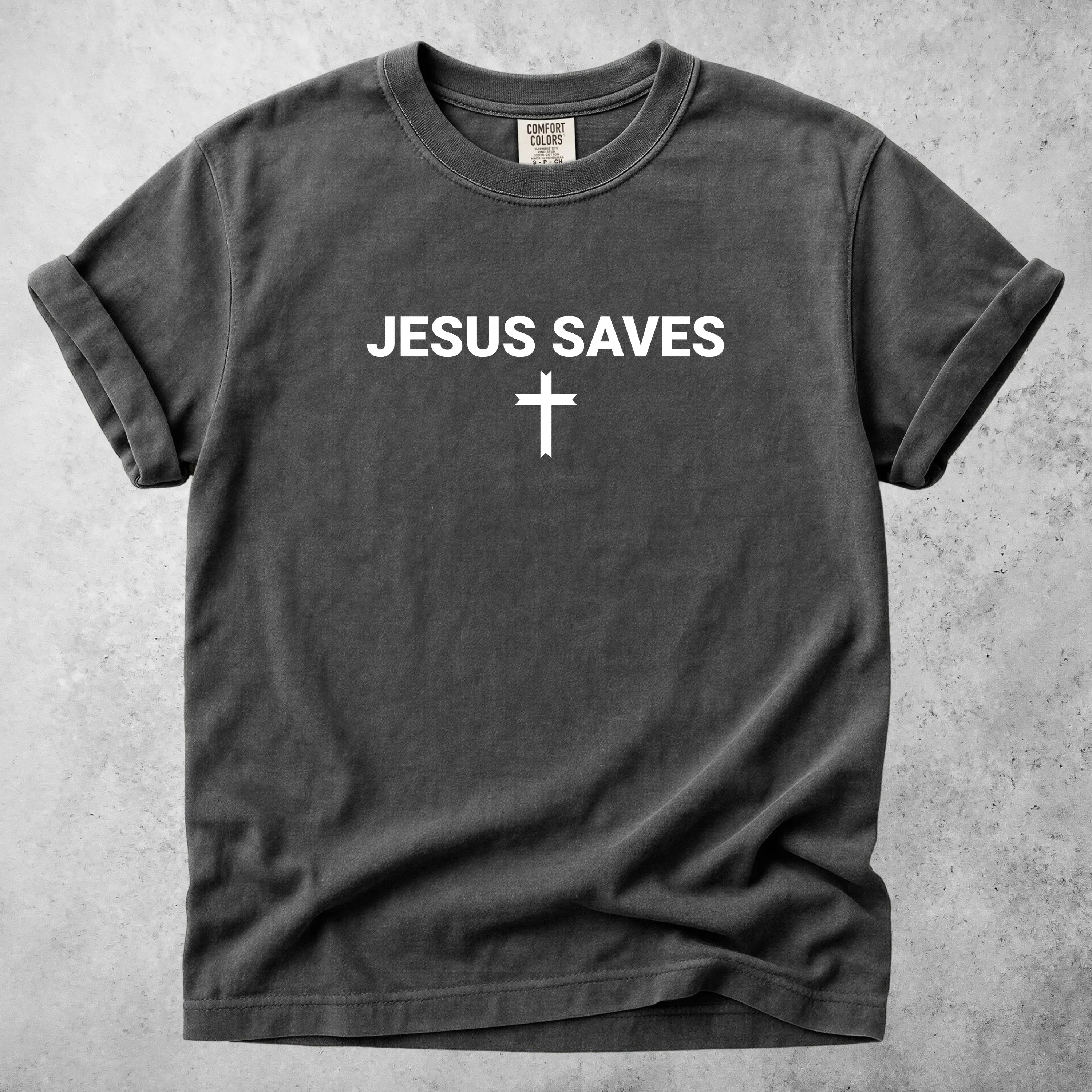 Printify T-Shirt Pepper / S Jesus Saves- T-Shirt