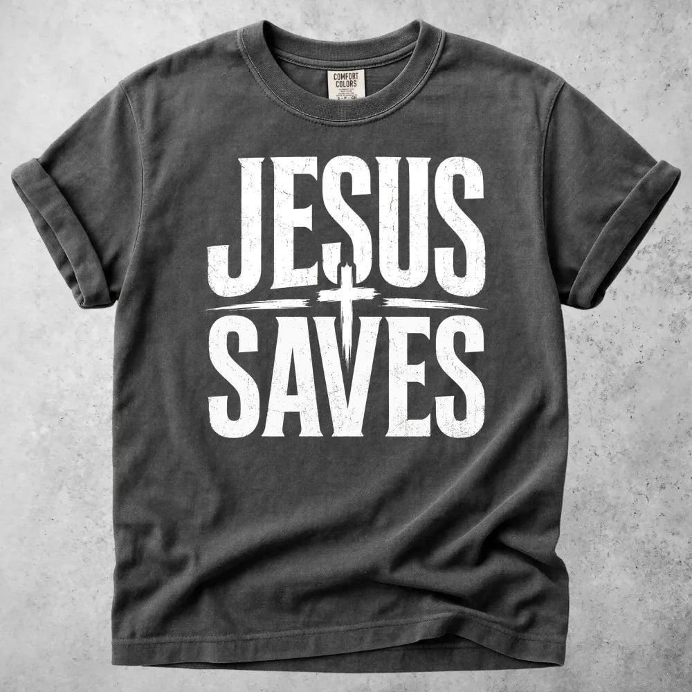 Printify T-Shirt Pepper / S Jesus Saves T-Shirt
