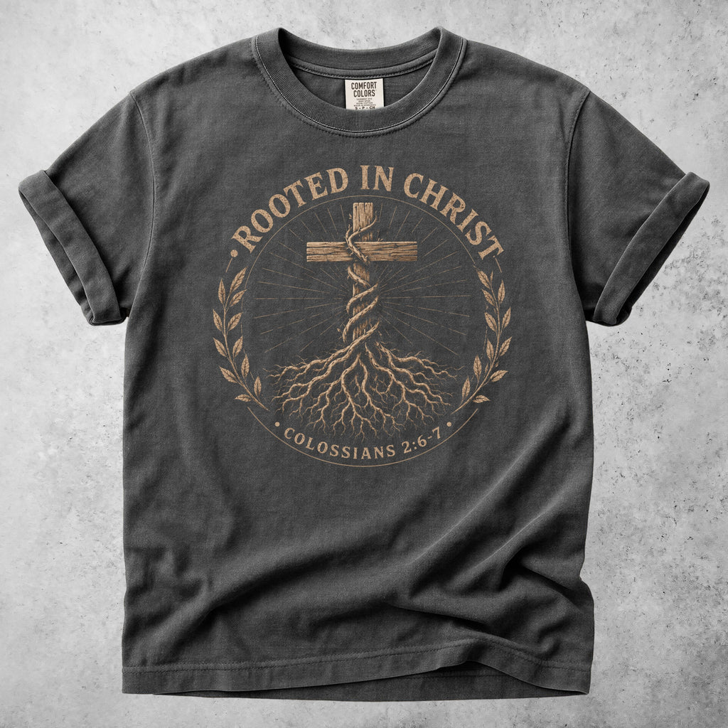 Printify T-Shirt Pepper / S Rooted in Christ T-Shirt
