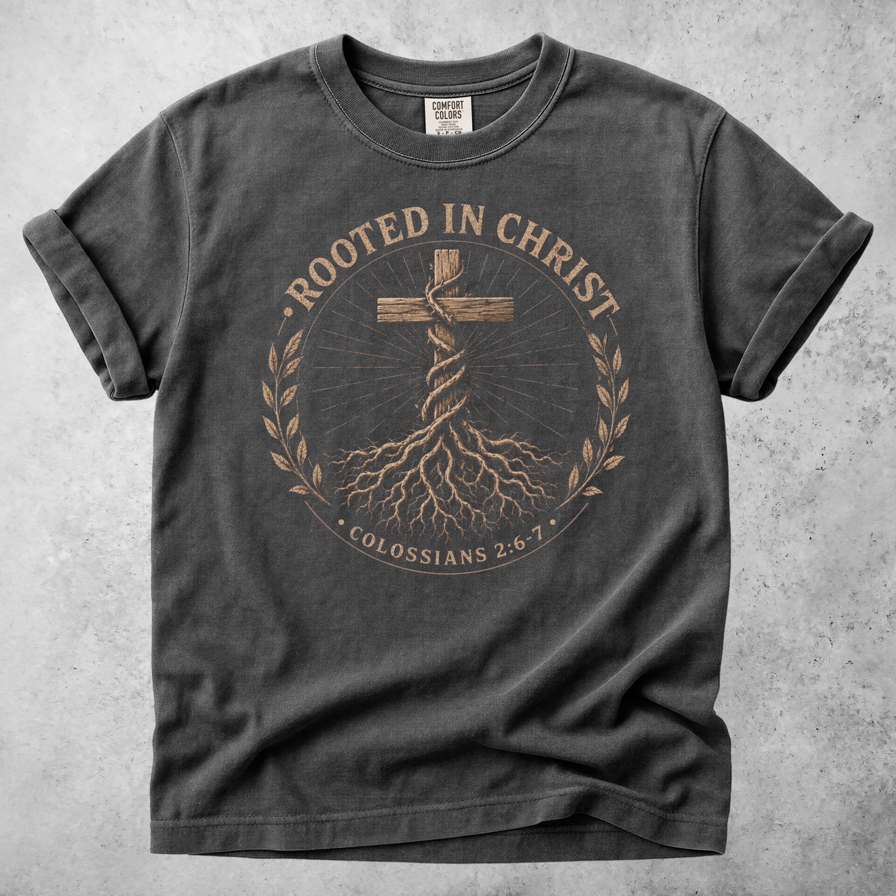 Printify T-Shirt Pepper / S Rooted in Christ T-Shirt