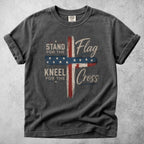 Printify T-Shirt Pepper / S STAND FOR THE Flag KNEEL FOR THE Cross - T-Shirt