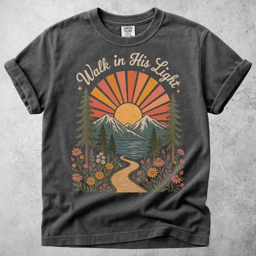 Printify T-Shirt Pepper / S Walk in His Light T-Shirt