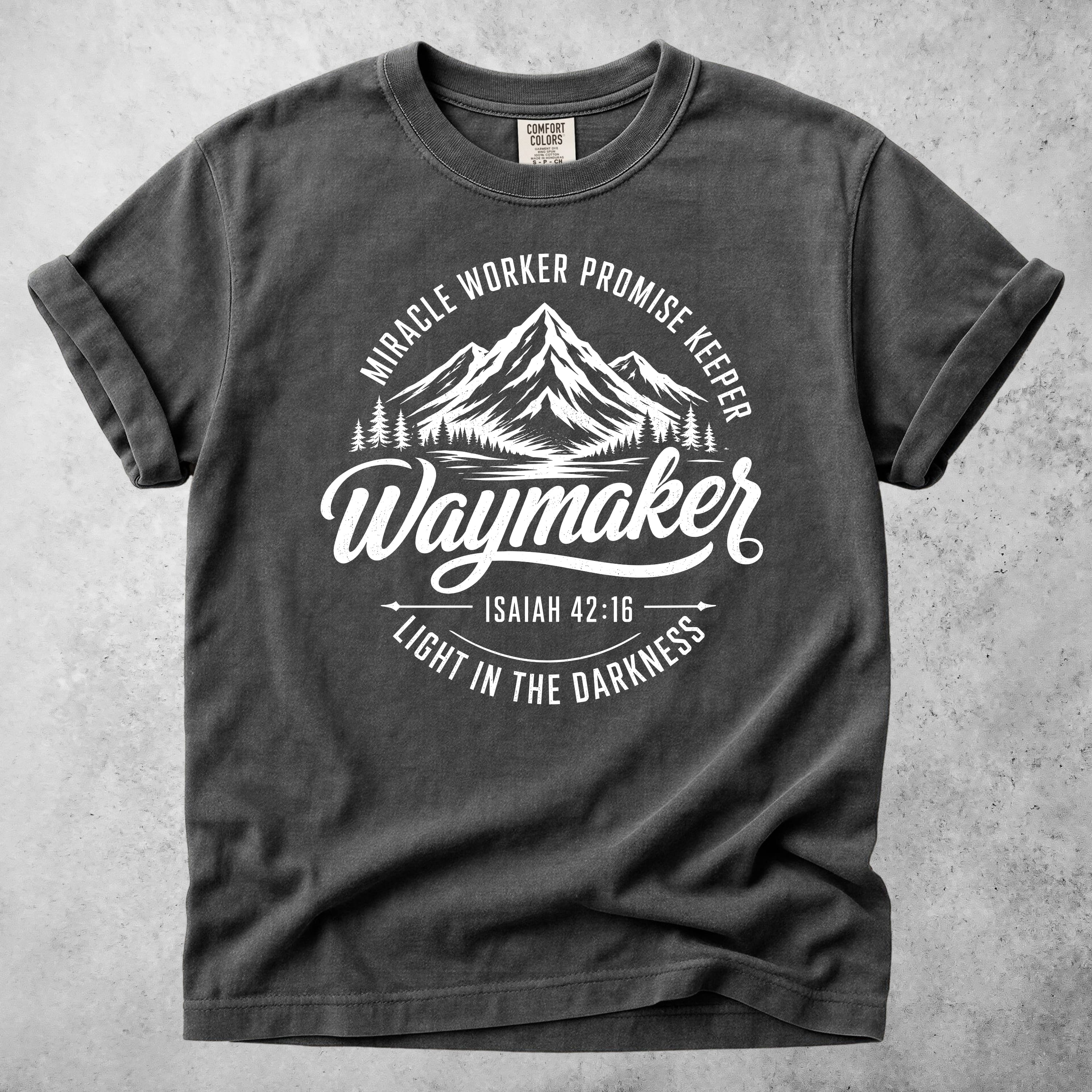 Printify T-Shirt Pepper / S Waymaker Isaiah 42:16 Mountain