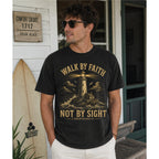 Printify T-Shirt Walk By Faith Lighthouse