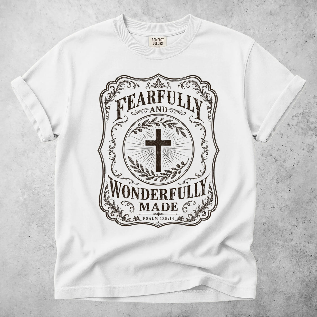 Printify T-Shirt White / S Fearfully and Wonderfully Made – Psalm 139:14 T-Shirt