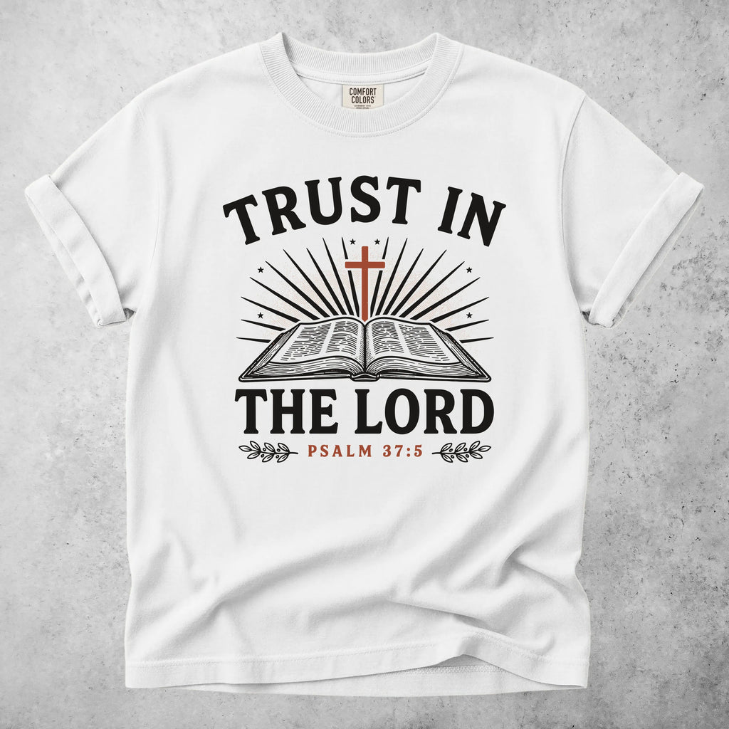 Printify T-Shirt White / S trust in the lord psalm 37 5 christian faith bible T-Shirt