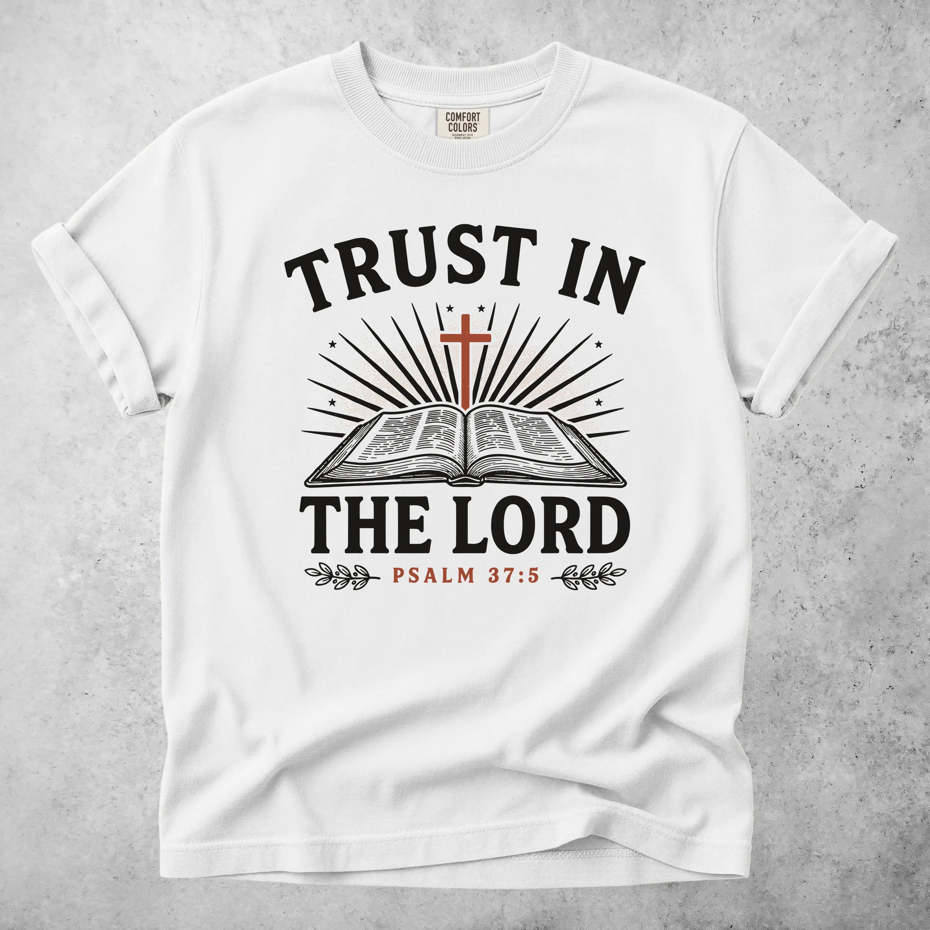 Printify T-Shirt White / S trust in the lord psalm 37 5 christian faith bible T-Shirt